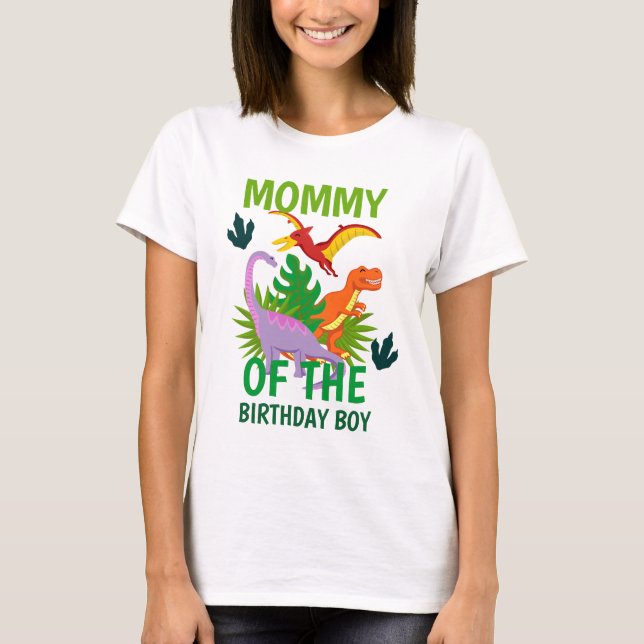 Dinosaur birthday mom womens tshirts (Front)