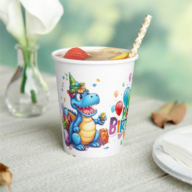 Dinosaur Birthday Paper Cups (Insitu)
