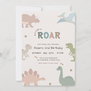 Dinosaur Birthday Party Baby Kid 2nd Birthday Invitation