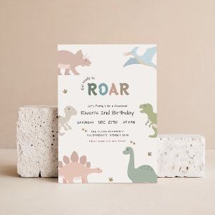 Dinosaur Birthday Party Baby Kid 2nd Birthday Invitation