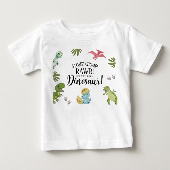 Dinosaur Birthday Party Baby T-Shirt (Front)