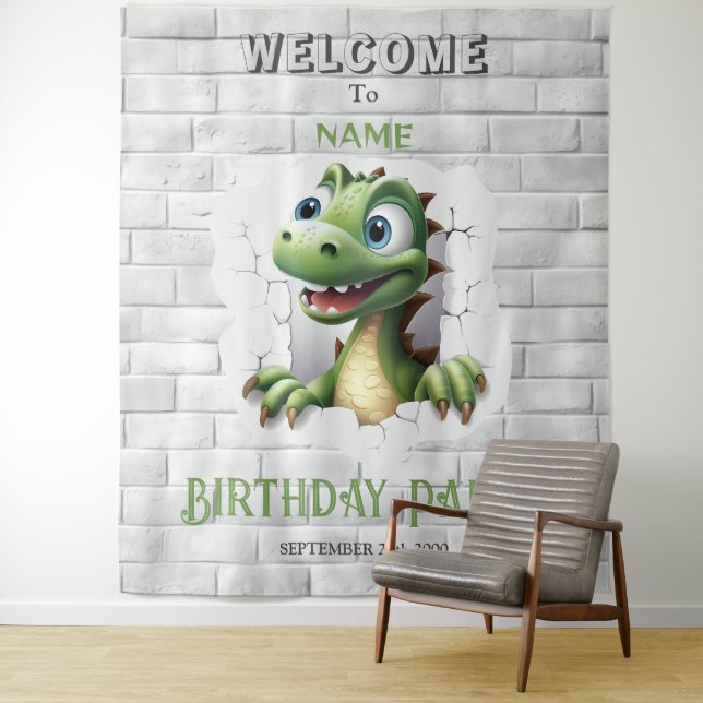 Dinosaur Birthday Party Backdrop (In Situ)