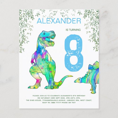 Dinosaur Birthday Party blue budget Flyer