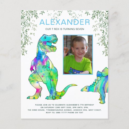 Dinosaur Birthday Party Blue Invitation Flyer