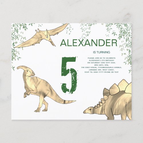 Dinosaur Birthday Party budget Flyer