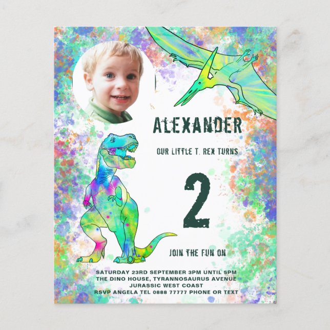 Dinosaur Birthday Party Budget Flyer (Front)