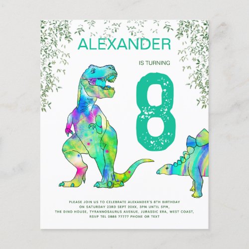 Dinosaur Birthday Party budget Flyer