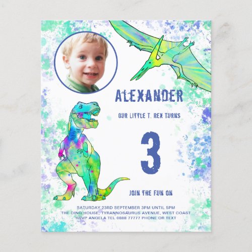 Dinosaur Birthday Party Budget Flyer