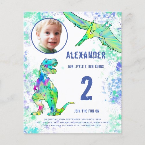 Dinosaur Birthday Party Budget Invitation  Flyer