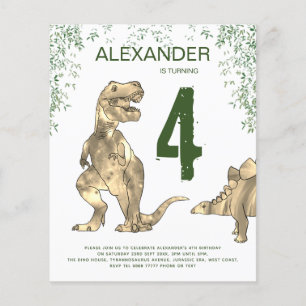 Dinosaur Birthday Party Budget Invitation Flyer