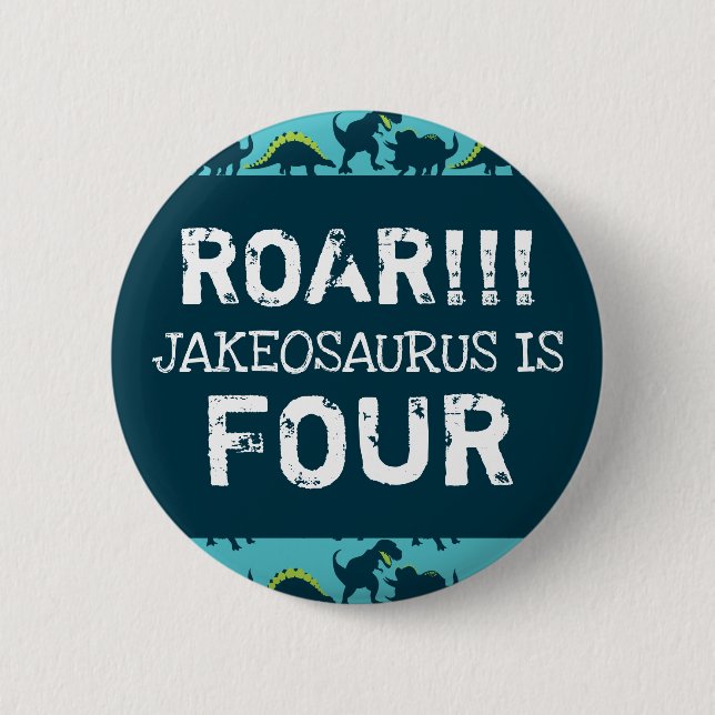 Dinosaur Birthday Party Button Favor (Front)