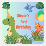 Dinosaur Birthday Party- Cute Dino Theme Square Sticker