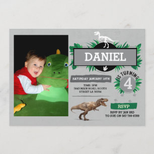 Dinosaur Birthday Party Dino Dig Trex Photo Invite