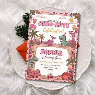Dinosaur Birthday Party Dino Girls Jungle Theme Invitation