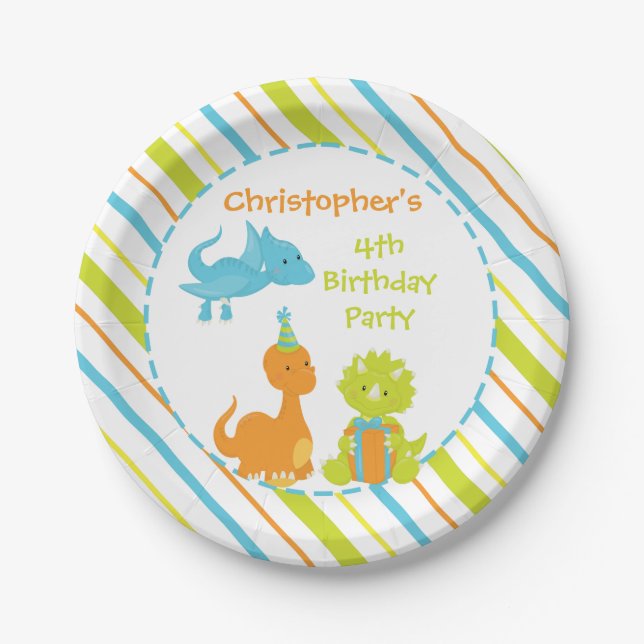 Dinosaur Birthday Party Dino Personalized Plate (Front)