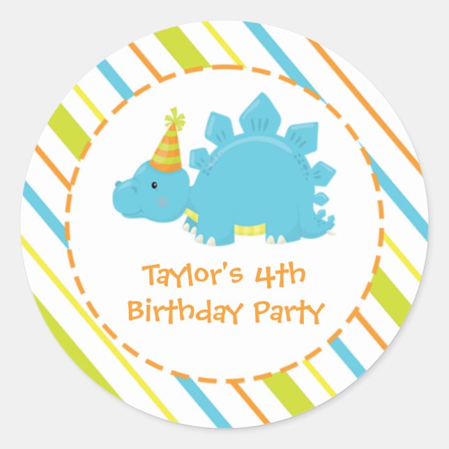 Dinosaur Birthday Party Dino Personalized Sticker (Front)