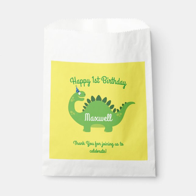 Dinosaur Birthday PArty Favor Bag (Front)