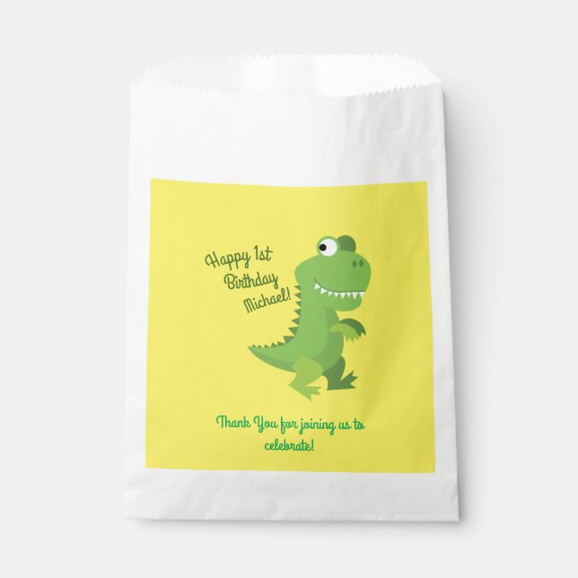Dinosaur Birthday Party Favor Bag (Front)