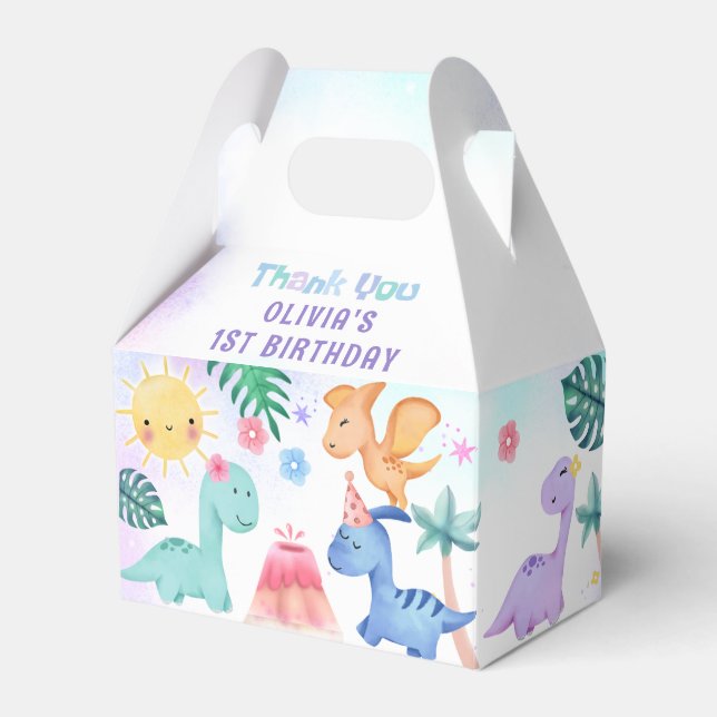 Dinosaur Birthday Party Favor Box (Front Side)