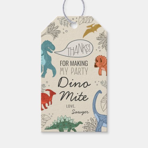 Dinosaur Birthday Party Favor Gift Tags