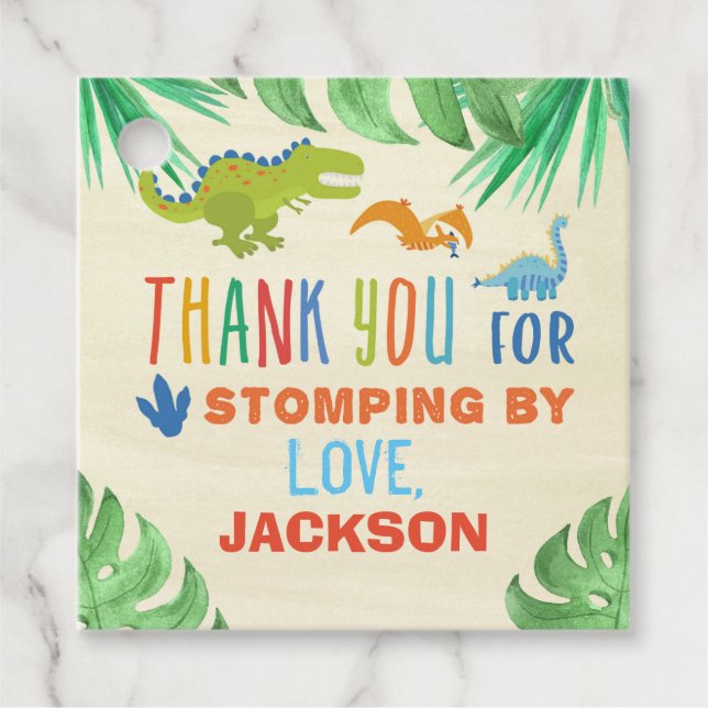 Dinosaur Birthday Party Favor Tags (Front)
