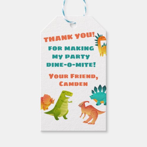 Dinosaur Birthday Party Favor Thank You Gift Tags