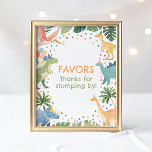 Dinosaur Birthday Party Favors Sign