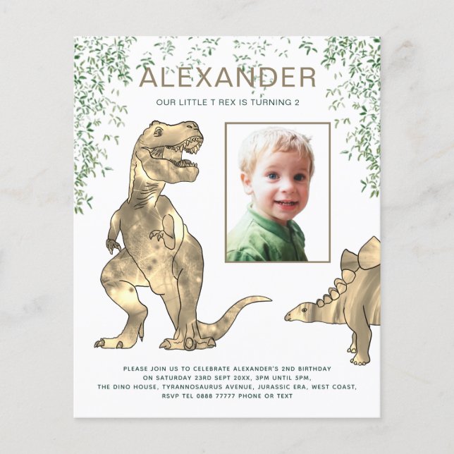 Dinosaur Birthday Party Flyer (Front)
