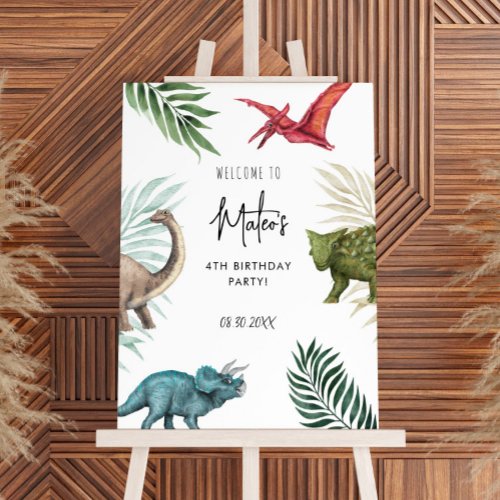 Dinosaur Birthday Party Foam Board Welcome Sign 