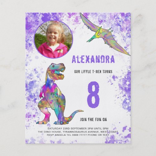 Dinosaur Birthday Party Girls Budget Flyer