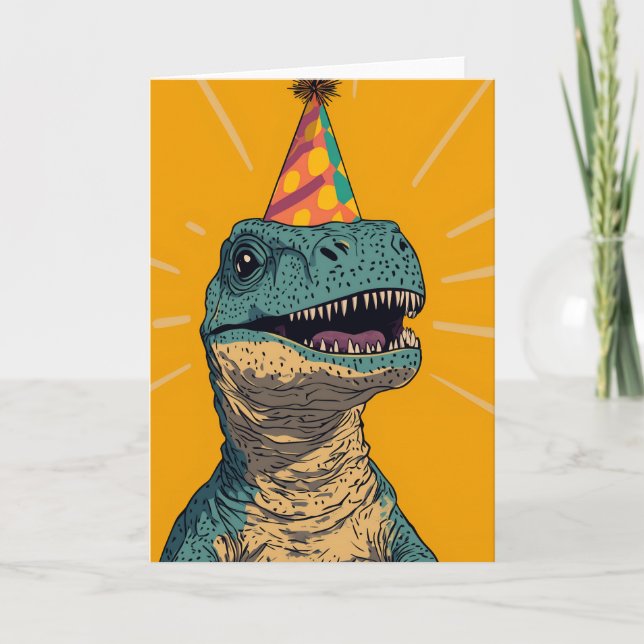 Dinosaur Birthday Party Greeting Card (Front)