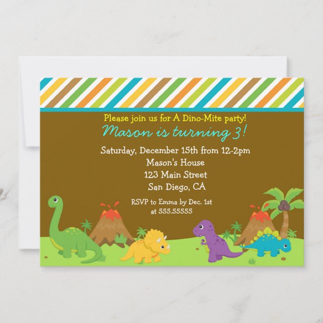 Dinosaur Birthday Party Invitaions Invitation (Front)