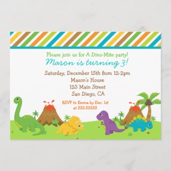 Dinosaur Birthday Party Invitaions Invitation by Petit_Prints at Zazzle