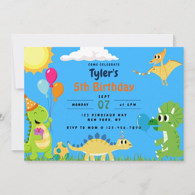 Dinosaur Birthday Party Invitation (Front)