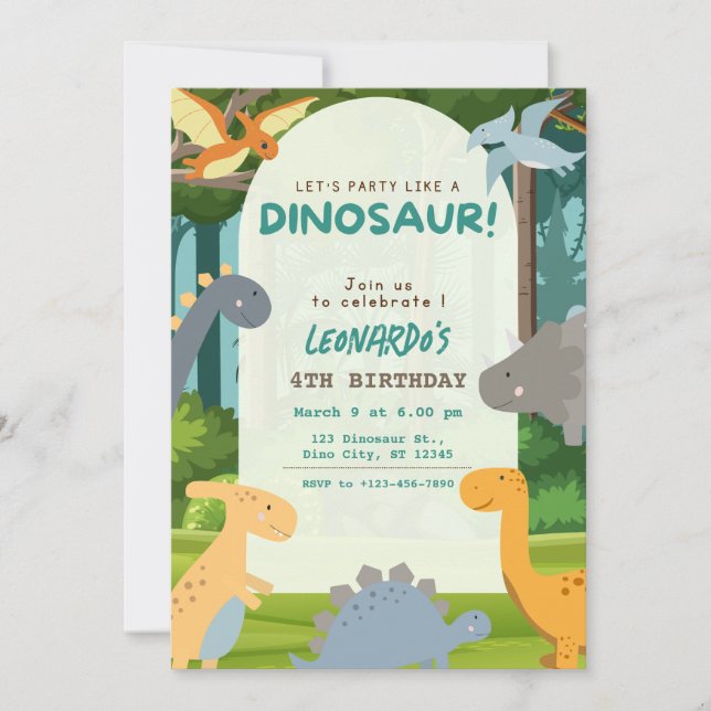 Dinosaur Birthday Party Invitation (Front)