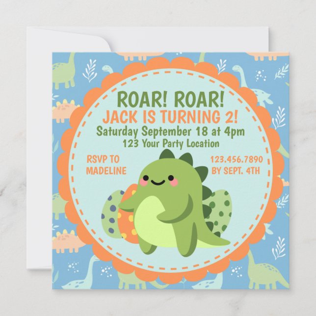 Dinosaur Birthday Party Invitation (Front)