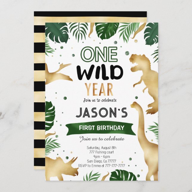 Dinosaur Birthday Party Invitation (Front/Back)