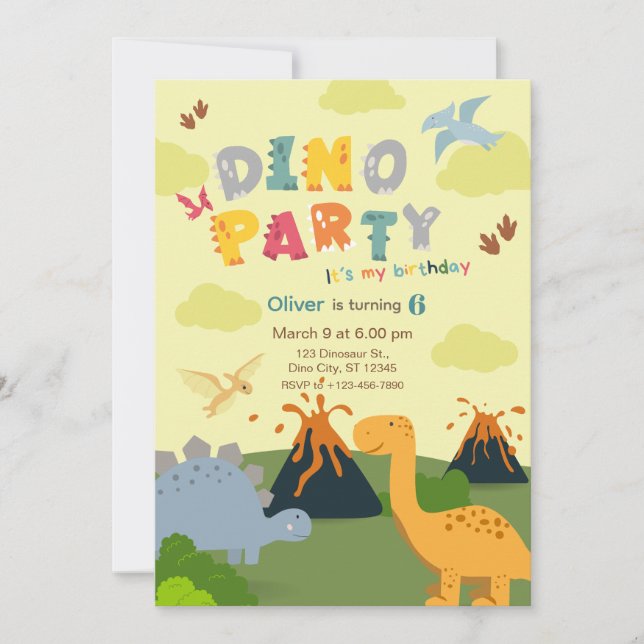 Dinosaur Birthday Party Invitation (Front)