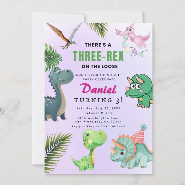 Dinosaur Birthday Party Invitation (Front)