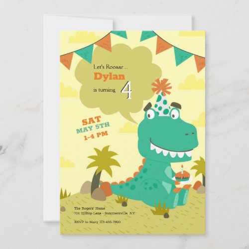 Dinosaur Birthday Party  Invitation