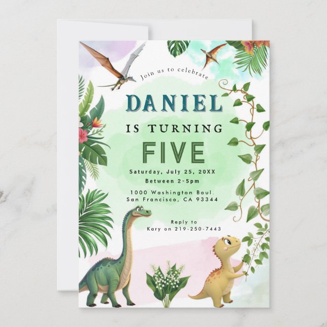 Dinosaur Birthday Party Invitation (Front)