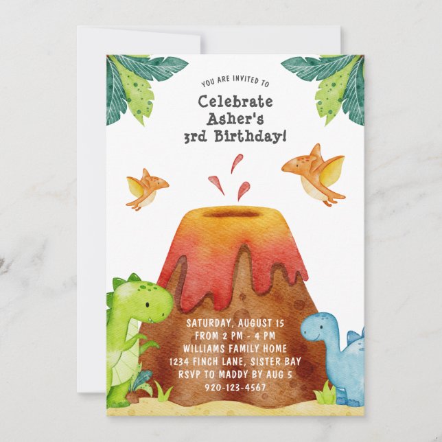 Dinosaur Birthday Party Invitation (Front)