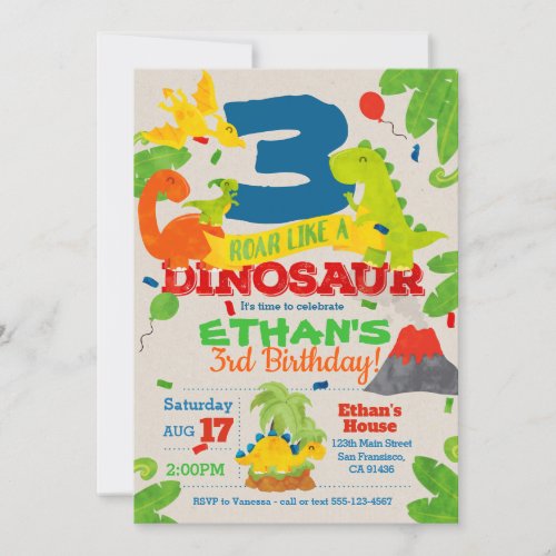 Dinosaur Birthday Party Invitation