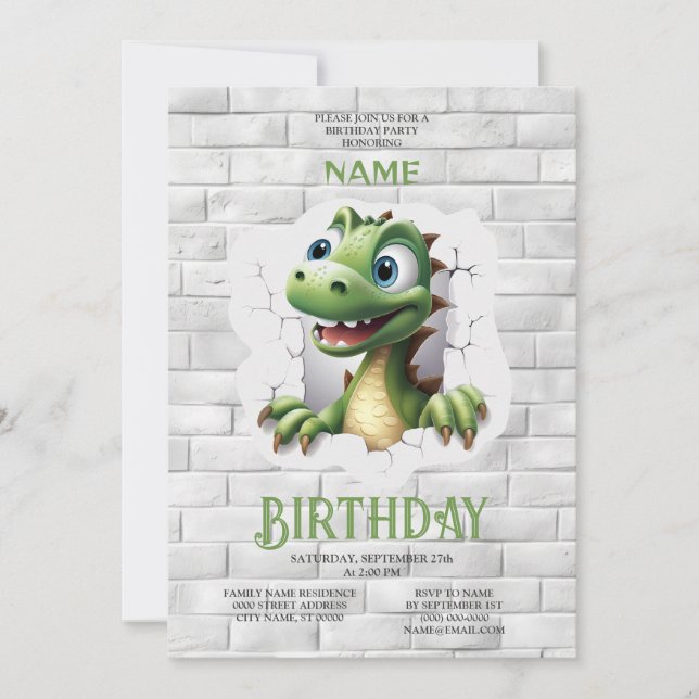 Dinosaur Birthday Party Invitation (Front)