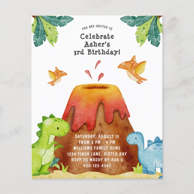 Dinosaur Birthday Party Invitation (Front)