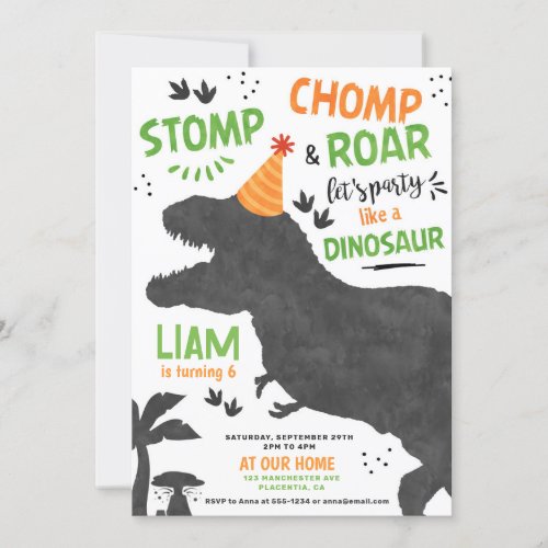 Dinosaur Birthday Party  Invitation