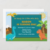 Dinosaur Birthday Party Invitation 5x7 Card (Front/Back)