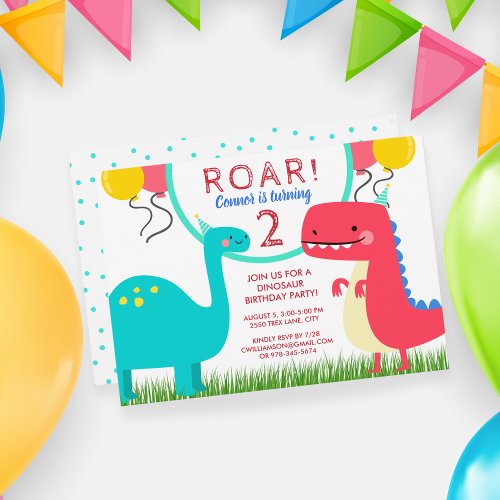 Dinosaur Birthday Party Invitation Any Age