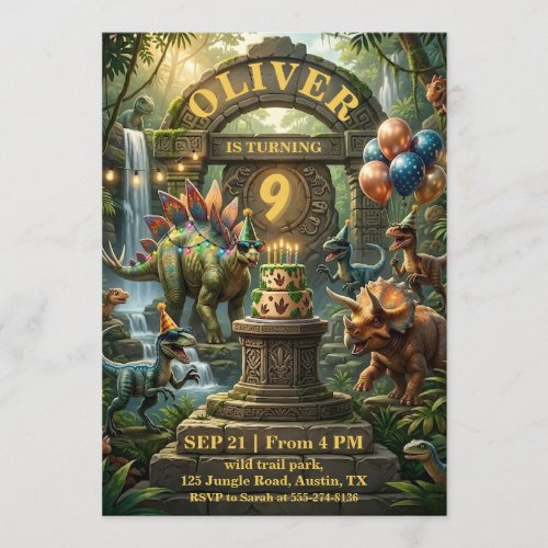Dinosaur Birthday Party Invitation Card