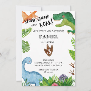 Dinosaur Birthday Party Invitation Dino Party